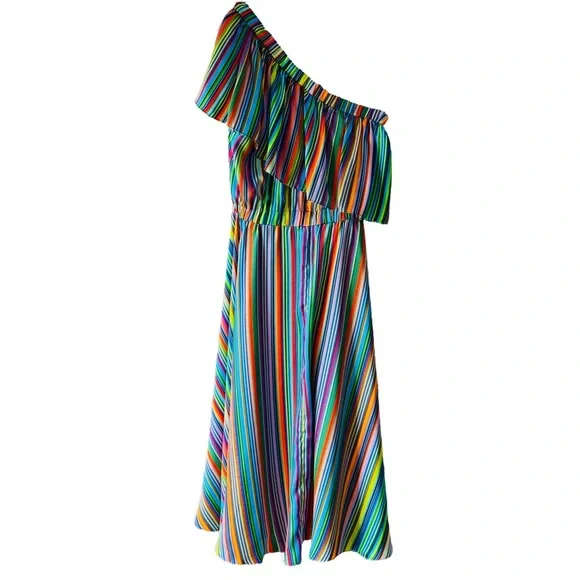 Milly Multicolored One Shoulder May Dress Size Small - Picture 2 of 11